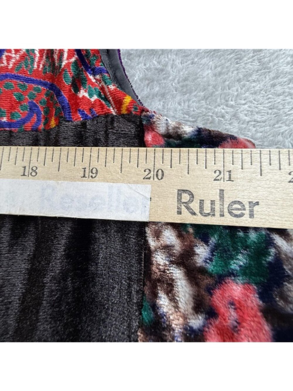 Vintage Camille & Co Vest Womens XL Velvet Patchwork Floral Boho Made USA 90s - Picture 12 of 14